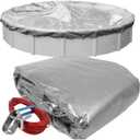 Pool Mate 18 ft Classic Silver Winter Pool Cover for Above Ground Pools, 4 ft Overlap (22 ft Cover Size), Solid 8 x 8 Scrim, 2.36 oz/yd2, Style: 5518-4A