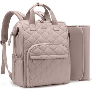 LOVEVOOK Small Diaper Bag Backpack, Mini Baby Bag for Girl Boy with Changing Pad, Diaper Backpack for Mom Dad with Stroller Buckles (Medium, Nude Pink)