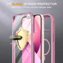 Miracase for iPhone 13 mini Case 5.4",Full-Body Protection,Clear Bumper Case with Built-in 9H Tempered Glass Screen Protector,Military-Grade Drop Protection Outdoor Phone Case for 13 mini,Dark Pink