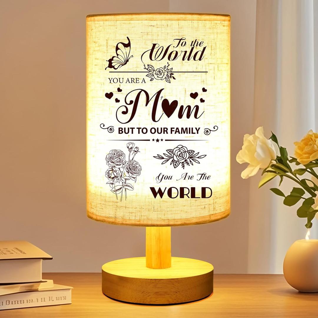 Linkax Mothers Day Gifts for Mom Wife Grandma Daughter Sister Nana Nanny from Son Daughter, Table Lamps Night Light with Fabric Shade, Personalized Mom Birthday Gifts for Mothers Day