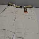 FREE SOLDIER Men's Outdoor Convertible Hiking Pants with Belt Lightweight Quick Dry Tactical Cargo Pants Nylon Spandex (Ivory White 38W x 30L)
