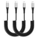 Coiled USB C to Lightning Cable, 2 Pack Retractable iPhone Charging Cable for Car, 3FT USBC to Lightning Cable for iPhone 14 13 12 11 Pro Max Mini 10 8 7 Plus XR XS SE, AirPod