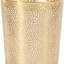 Modern Golden Small Trash Can Wastebasket, Garbage Container Bin for Bathrooms, Powder Rooms, Kitchens, Home Offices - Durable Ceramics - Round