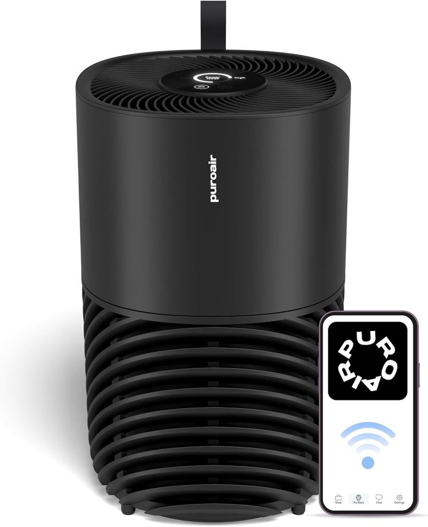PuroAir 130i HEPA Air Purifiers for Home Pets - Covers Up To 600 Sq Ft - Filters Up To 99.9% of Pollutants, Smoke, Pollen, Dust - Quiet HEPA Air Filter - Air Purifiers for Bedroom (Black)