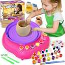 Vinkp Pottery Wheel for Kids - Complete Pottery Painting Kit Arts and Crafts for Kids Ages 8-12 with Air Dry Clay Art Supplies for Girls Boys Toys Birthday Christmas Gifts for 6 7 8 9 10 11 12 - Pink