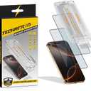 Tempered Glass for iPhone 16 Pro Max Screen Protector, Easy Install, 9H+ Hardness, Edge to Edge Coverage, Thin & Ultra Clear, Easy Applicator, Pack of 2