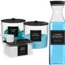 3+1 Pack Laundry Pods Containers & Dryer Sheet Holder & Laundry Detergent Dispenser, Laundry Room Organization and Storage Jars with Lids, Labels and Scoops for Scent Booster Powder Pods, Black Lid