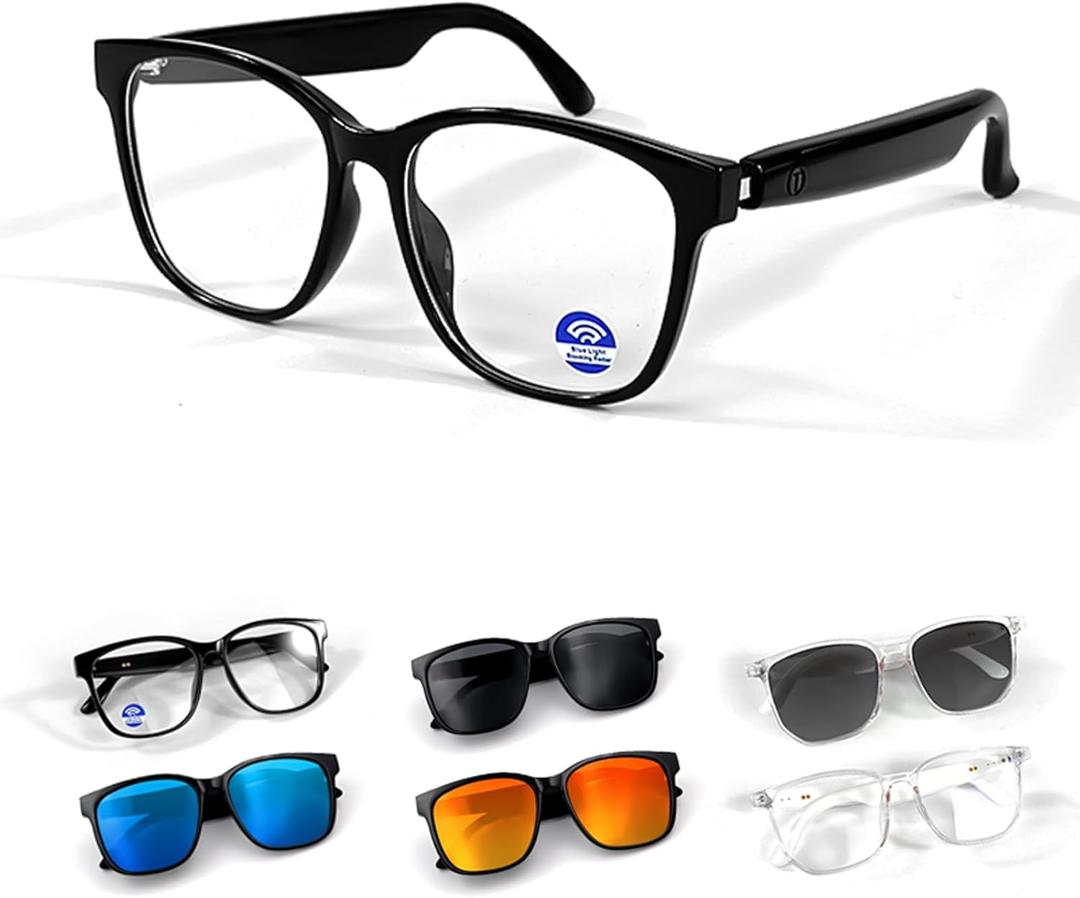 Xmenha Smart Bluetooth Glasses Sunglasses for Women Men with Speakers Bluetooth 5.3 Eyeglasses Audio Blue Tooth Glasses (Blackclear)