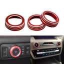 LECART Car Interior Accessories Fit for Ford Explorer 2024 2023 2022 2021 2020 VOL Tune Knob & Headlight Knob Covers Red Auto Decoration Stylish Metal Decal Decor Trims 3Pcs