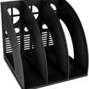 SAYEEC Magazine Holder Sturdy Binder Holder Desk File Sorter Plastic File Folder Organizer Stand Book Shelf Dividers Vertical Storage Rack Desktop Bookshelf Display Box for Office School Home (Black)
