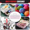 14 Plastic Tackle Box Organizer - 3-Layer Portable Sewing Box, Art Caddy, Craft Storage, First Aid Medicine Utility Toolbox or Hair Accessories Organizer with Latch and Handle by Stalwart (Pink)