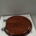 Angel Shield Toilet Seat Round Wood with Slow Close,Easy Clean,Quick-Release Hinges (Round,Dark Walnut)