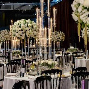 10PCS 8 Arm Acrylic Candelabra Candle Holder for Wedding,Tall Clear Candlestick Holders with Shade for Tables Party Grand Event Valentine's Day Dinner Decoration (Fit 0.8" Led Candles)