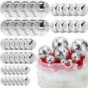 Geetery 70 Pcs Disco Ball Cake Topper Various Sizes Reflective Mirror Silver Mini Small Disco Ball Cake Decorations for Centerpiece 70s 80s Birthday Party Wedding Decor