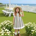 Little Bitty Toddler Girl Dress Cotton Lace Ruffle Sleeve A-line Sleeveless Kids Casual Holiday Party Boho Dresses 3-8 Years (Blue)