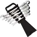Amazon Basics 72-Tooth Ratcheting Combination Wrench Set, Chrome Vanadium Steel Flex Head, 5-Piece Metric, 180° Flexible