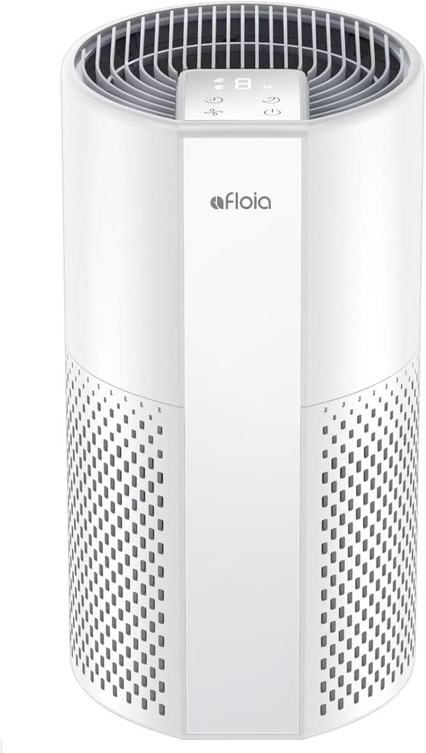 Afloia Air Purifier for Home, 4-in-1 Washable Filter for Allergies, Covers Up to 1076 ft, Quiet Operation, Auto Shut-Off & Night Light, Removes Pet Dander, Pollen, Dust, Mold, and Smoke, White,Pluto