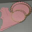 MRPAPA Pink Cardboard Cupcake Stand,2PCS Cup Cake Holder Thick Paper Dessert Tray, 3Tier Round Serving Tray Perfect for Baby Girls Pink and Gold Birthday Baby Shower Party Supplies