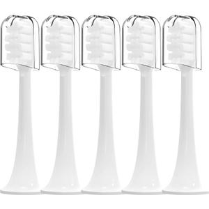 Toothbrush Replacement Heads Compatible with Snow Gen2 Electric Toothbrush, No LED Whitening, with Dust Cover,5 Pack (White, Medium)