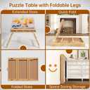 27.5" H Folding Puzzle Table with Drawers for 1500 Piece, 34" x 26" Jigsaw Puzzle Board with 4 Adjustable Tilting Angles, Portable Puzzle Table with Protective Cover for Adults