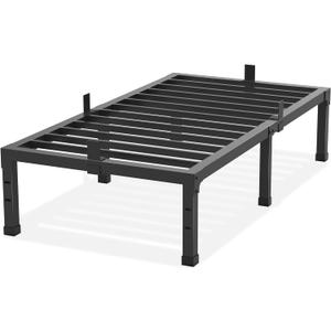 Twin Size Bed Frames, 14 Inch High 3500 lbs Heavy Duty Metal Platform, Mattress Foundation with Steel Slat Support/No Box Spring Needed/Noise Free/Non-Slip/Easy Assembly