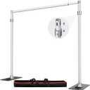 Pipe and Drape Backdrop Stand Kit 9.2x9.2ft, Adjustable Heavy Duty Photography Background Frame with Metal Flat Base & Carry Bag for Wedding, Parties, Events, Trade Shows- Silver