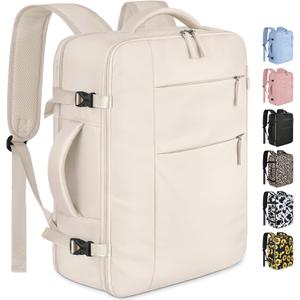 Capolo Travel Backpack for Women Men Waterproof Laptop Backpack Airlines Approved Carry On Backpack Bag Computer Bookbag for Business, Work, Traveling Fits 15.6 Inch Laptop(Beige)