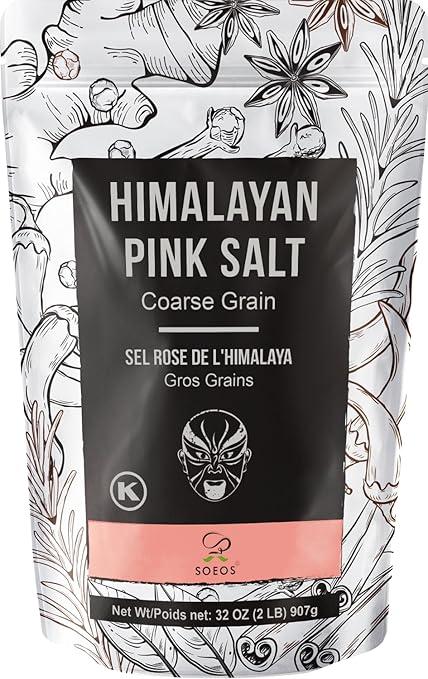 Soeos Himalayan Pink Salt, Coarse Grain, 2 Pound (32 Oz), Pink Himalayan Sea Salt, Himalayan Salt Coarse Salt, Pink Salt for Grinder Refill, Kosher & Natural Certified, Healthy. sep/17/2030