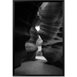 Antelope Slot Canyon Black and White Black Framed Canvas Wall Art for Bedroom Living Room Kitchen Bathroom Posters Prints Pictures Wall Decor Painting Artwork 12x16 (Multi5)