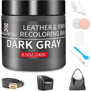 Leather Recoloring Balm,8.5oz Leather Color Restorer,Dark Gray Leather Repair kit for Furniture and Car Interior,Leather Couch Scratch Repair,Leather Dye Paint for Faded,Cracked and Damaged Leather