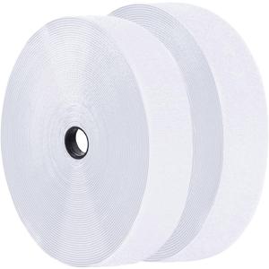 2 Inch x 30 Feet White Self Adhesive Hook and Loop Tape Sticky Back Fastening Roll, Nylon Self-Adhesive Heavy Duty Strips Fastener for Home Office School Car and Crafting Organization - White
