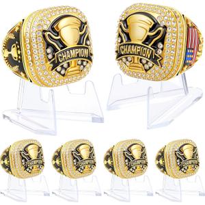 Misdary Soccer Baseball Basketball Championship Rings with Holder Most Valuable Player Trophy Gold Ring Award Gift Team Prize for Football Tournament Winner