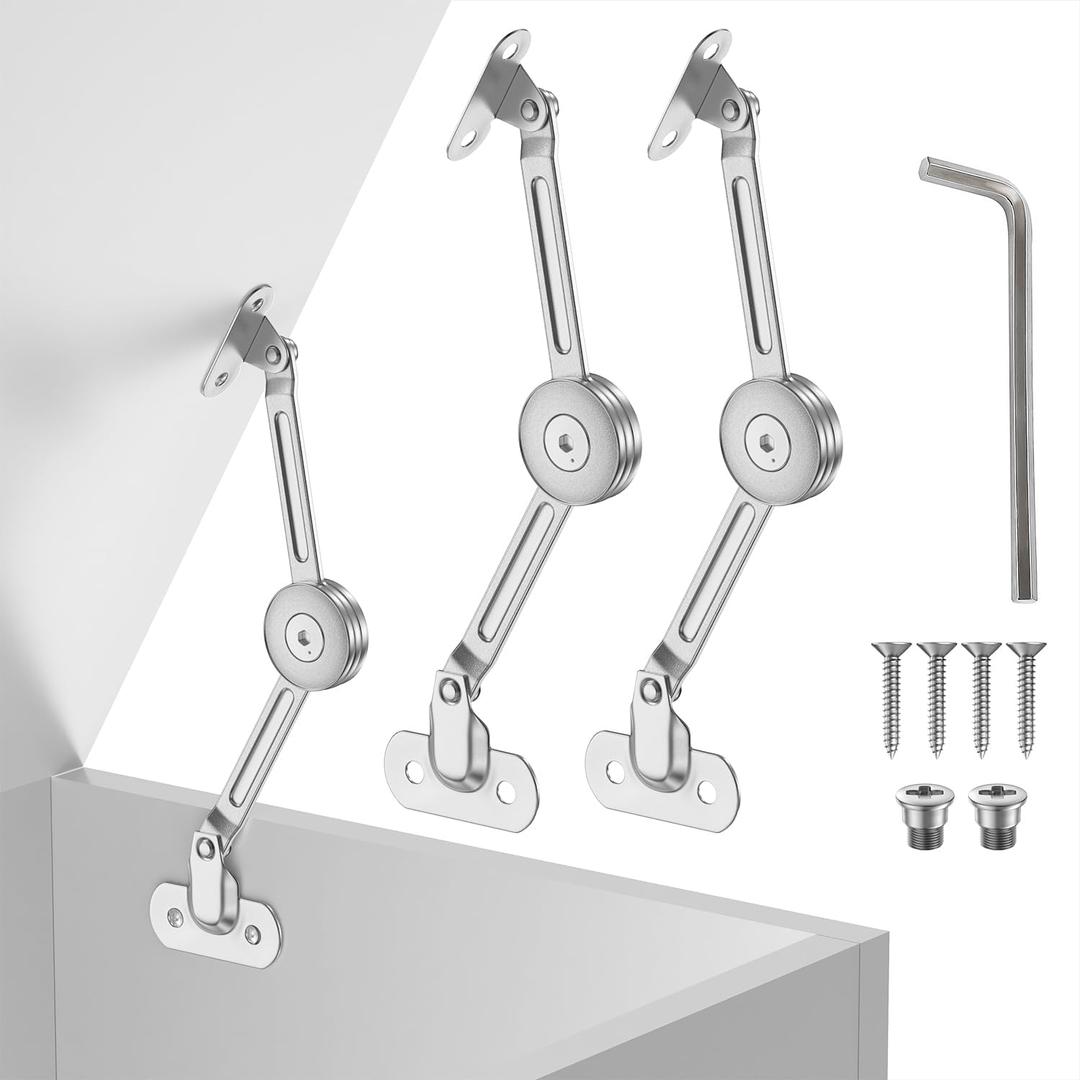 2 Pack lid Fixed Hinges for 50 lb Wooden Boxes, Toy Box Soft Closing, lid Support Hinges Heavy Duty, Upper Cabinets & RV Cabinets up and Down, in The Range of 0-110