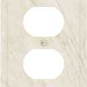 White Taupe Marble Abstract Luxury Outlet Covers 1 Gang Duplex Light Switch Cover Decorative Switch Plates Electrical Receptacle Faceplate Wall Plate for Bathroom Kitchen Home Decor