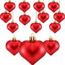 Frienda 24 Pcs Valentine's Day Ornament Heart Shaped Baubles for Valentines Tree Romantic Wedding Anniversary Hanging Decorations 1.77 x 1.96 Inch(Red)