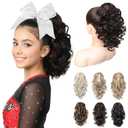REECHO 12" Ponytail Extension, Classic Loose Curly Wavy Claw Clip Pony tails Hair Extensions Hairpieces for Women - Dark Brown