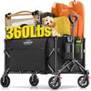 Elegear Wagon Cart Foldable Collapsible 150L 360LBS - Heavy Duty Large Capacity Utility Beach Wagon with 360 All-Terrain Wheels & Smallest Folding Design for Camping Garden Grocery Sports Shopping (Black)