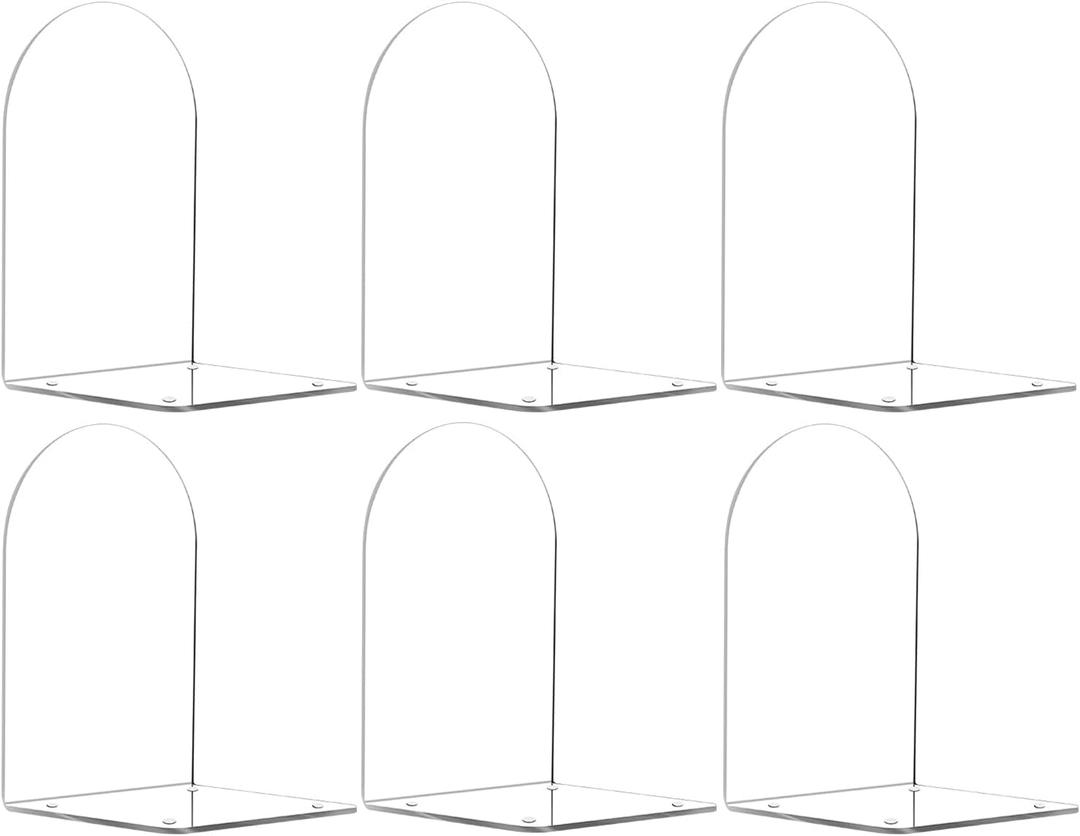 Adwikoso Book Ends for Shelves Clear Acrylic Bookends for Heavy Books Organizer Book Stopper to Hold Books for Home Office School and Desktop Decoration(Circular Arc) (6)