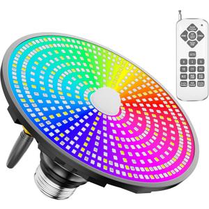 Pool Lights for Inground, LED Light Bulb for Above Ground Swimming Pool, LED Lights for Inground Pool, 120V Spa Light Bulb E26 Base, Multi-Color & Adjustable Brightness - Black 90W
