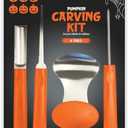 Pumpkin Carving Kit, 10-Piece Jack-O-Lantern Decorating Craft Set, 4 Tools + 6 Halloween Stencil Designs