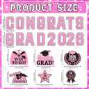 JULMELON 2026 Graduation Car Decorations, 22 Pcs Magnetic Graduation Decor Set for Car Parade Party Celebration (Pink)