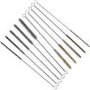 10 Pieces Wire Tube Brushes Bulk for Cleaning Pipe Tube Brass Stainless Steel Round Wire Brush for Auto Parts Christmas, Bottles, Tubes, 5 Sizes(Silver) (Silver Gold)