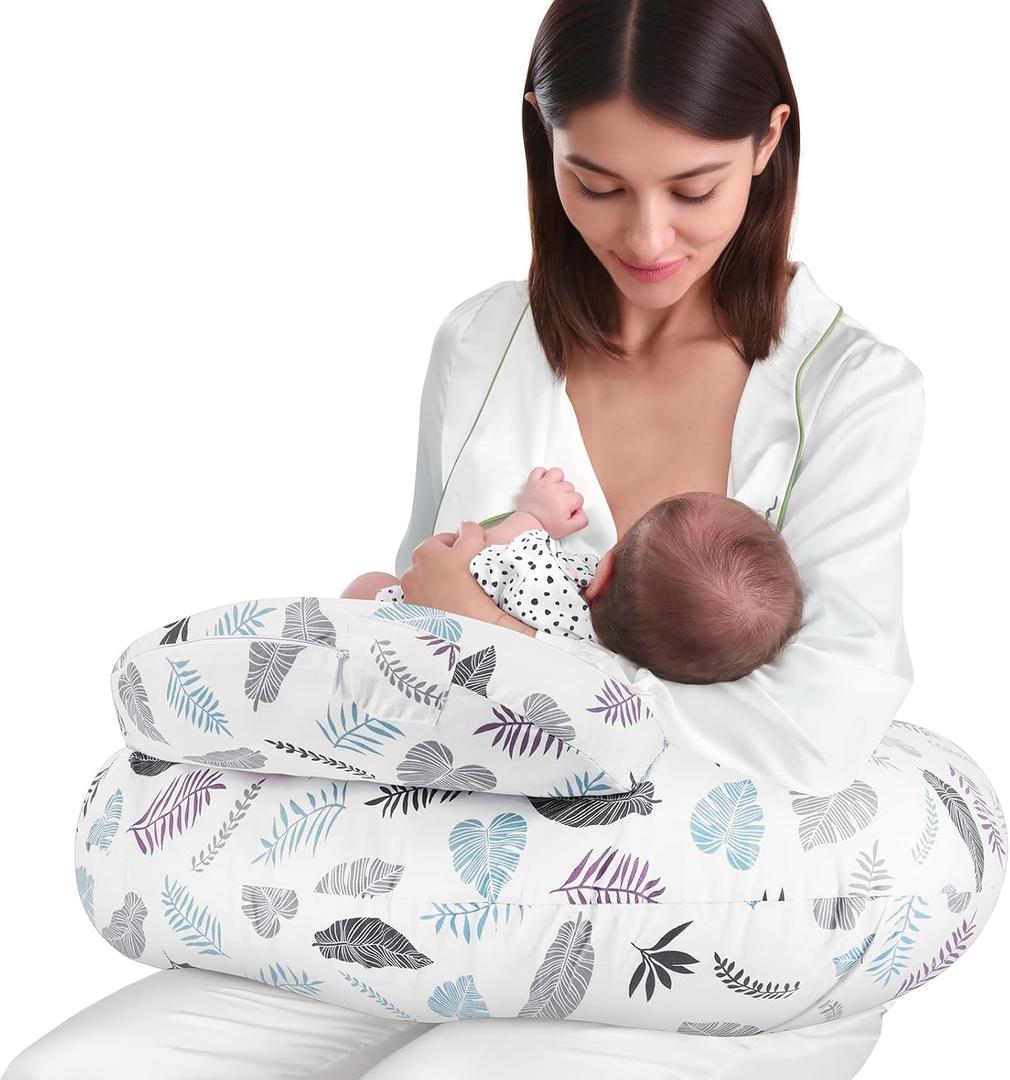 AMASKY Nursing Pillow for Breastfeeding and Bottle Feeding, Ergonomic Support for Mom and Baby, Removable Washable Cover(Milky White), Pallet of Product