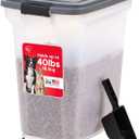 IRIS USA Dog Food Storage Container 40 lbs, Attachable Wheels, & Included Scoop, for Dog Cat Birds and other Pets, Food Storage Bin, Keep Fresh, Easy Mobility, BPA Free - Made in the USA, Dark Gray