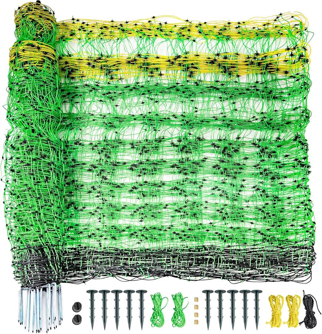 Electric Fence Netting, 47.2" H x 164' L, Portable Movable Livestock Nets Mesh for Lambs, Dogs, Deer, Larger Animals Electric Fencing for Backyards, Homesteaders, Farms Ranches, and Gardens