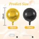 3 x 20PCS Gold Black Round Shaped Balloons, 18 Inch Round Foil Balloon, Round Aluminum Giant Helium Balloon For Birthday New Year Party Retirement Ceremony Wedding Graduation Anniversary Decorations