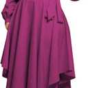 Plus Size Formal Dresses for Women Off Shoulder Long Sleeve Boat Neck Irregularly Flowy Midi Church Dress, XL