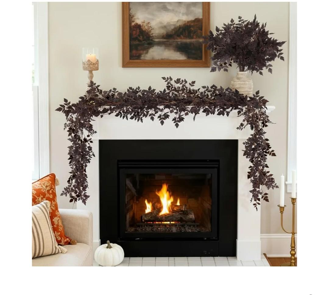 Lyrow 6 Pack Artificial Cimicifuga Stems  19.5" 31" Faux Plum Ramosa Leaf Branch Spray Plant Decoration for Fall Decor, Home Vase, Wedding, Mantel, Table