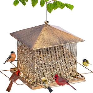 Bird Feeder, Heavy Duty Metal Bird Feeders for Outdoor Hanging, 5LB Extra Large Capacity Wild Birdfeeder for Garden Yard Outside Backyard