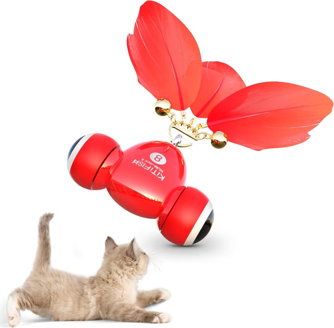 KiTiFISH Interactive Cat Toy, Automatic Fish Toy with Motion Activation, USB Rechargeable, Fun Exercise Toy for Indoor Cats and Kittens, Ideal Gift (Red)
